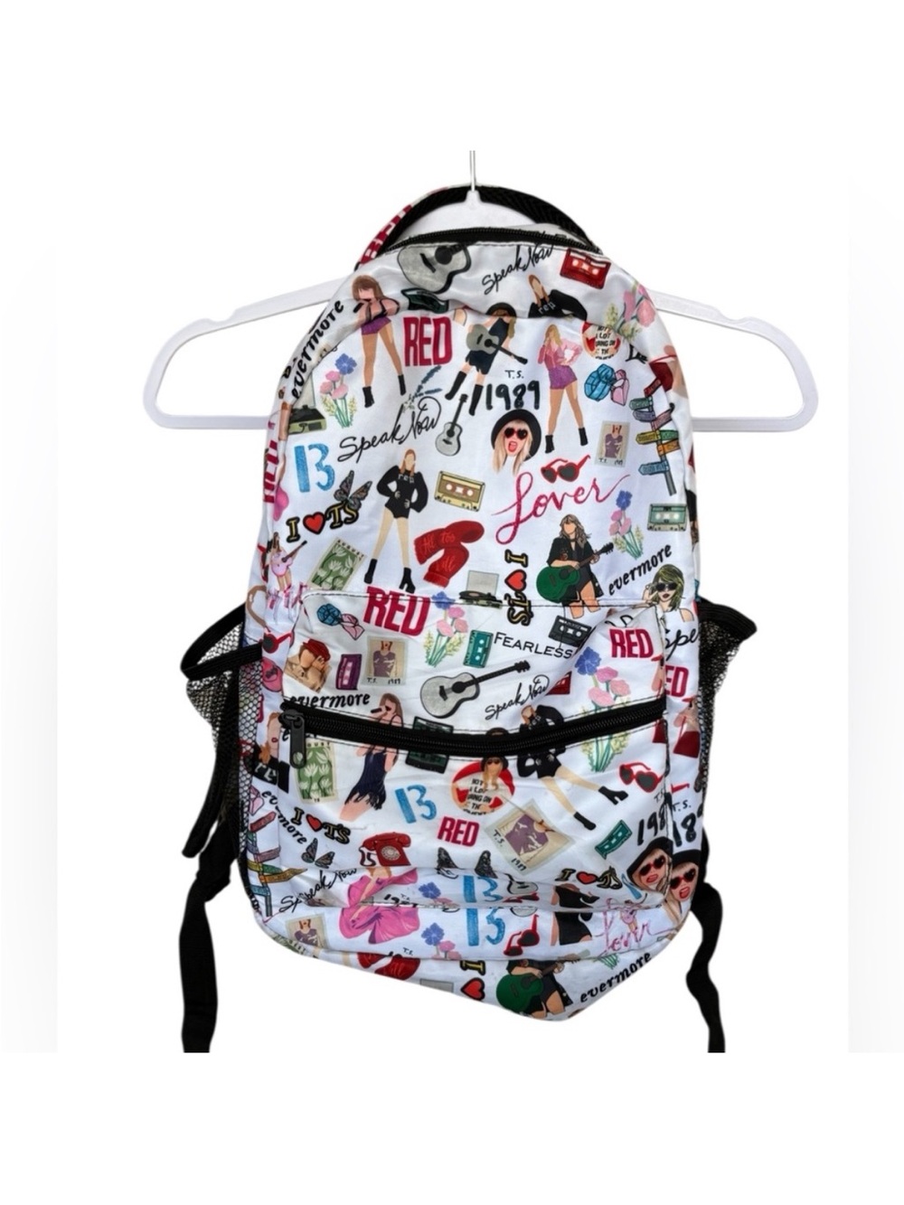 Singer Taylor Swift Red Eras Theme Zip Up Backpack